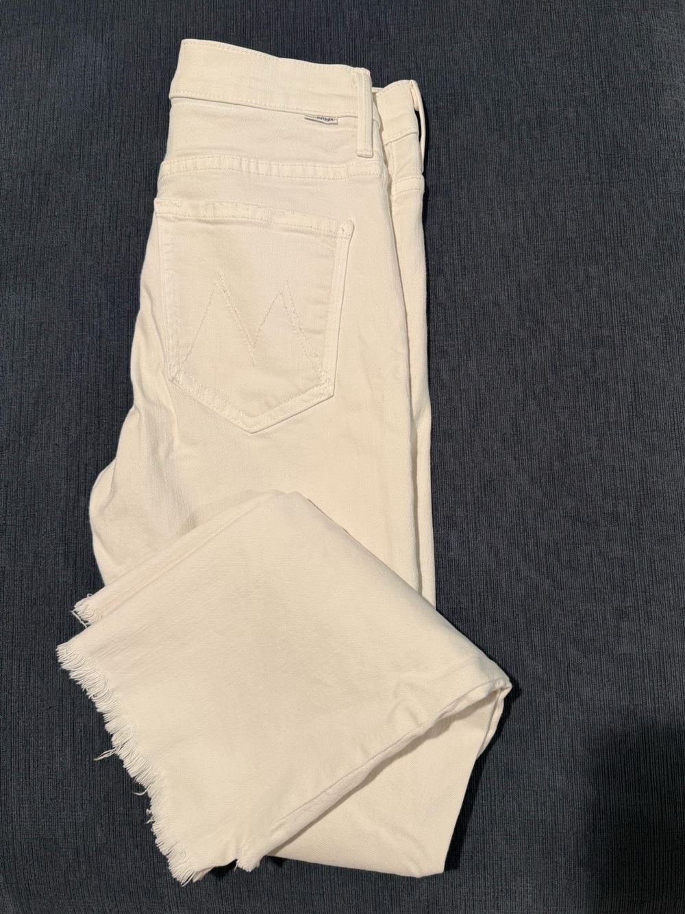 MOTHER White Raw-Hem Skinny Jeans